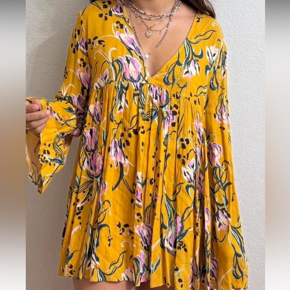 Free People Mustard Floral Dress